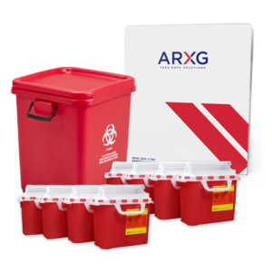 28 Gallon Sharps Mail-Back Container with 5.4 Qt Mail-In Take Back Sharps Disposal Container (8pk)