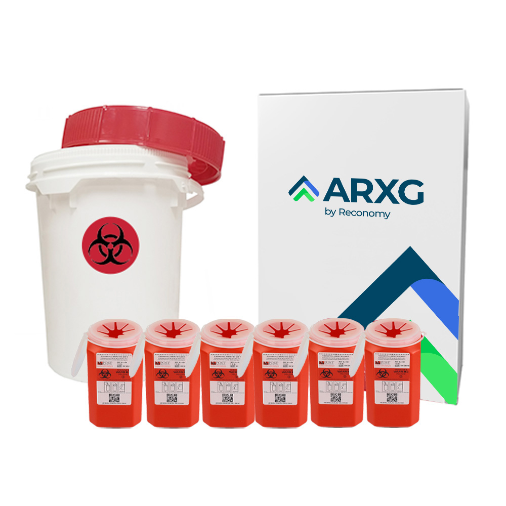 5-Gallon Mail-In Take-Back Sharps Container with 1.5-Quart Sharps Containers (6-Pack)