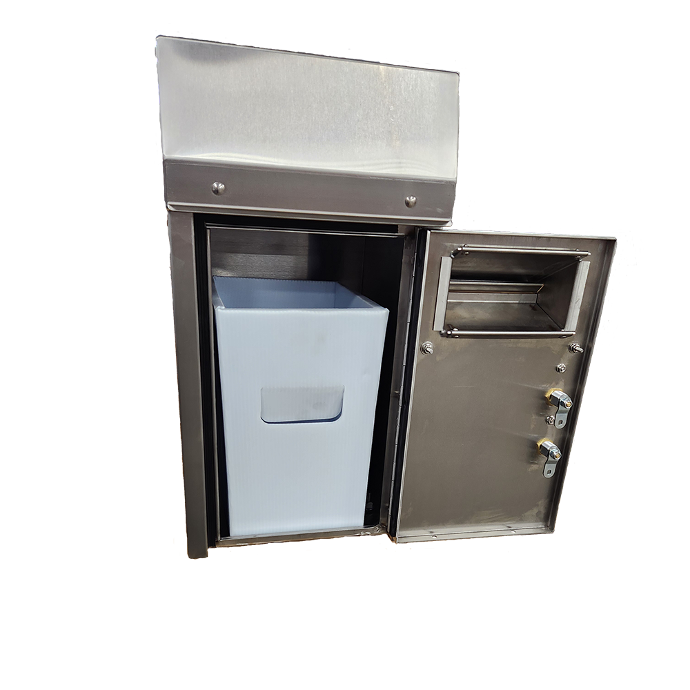 Small Payment Drop Box (500) with Plastic Collection Tote, Walk Up, In Ground - Image 2