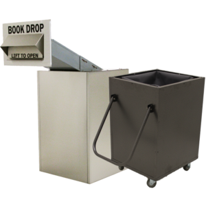 Large Through-Wall Library Book Return (810) with Powder Coated Book Truck