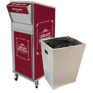 Large Library Book Return (710) on Casters and Plastic Collection Tote with Depressible Floor
