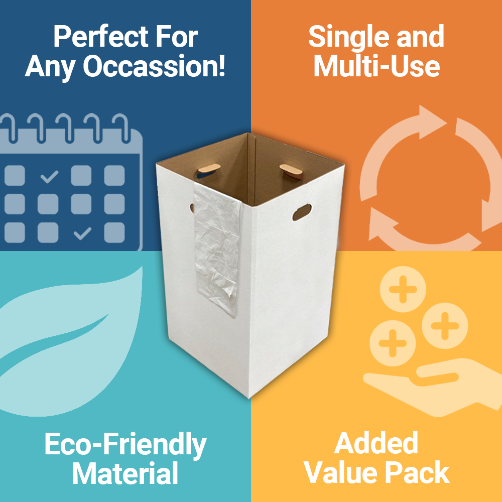 Event Bundle: 42-Gallon Corrugated Cardboard Waste and Recycling Boxes with Various Lids (8-Pack) - Image 2