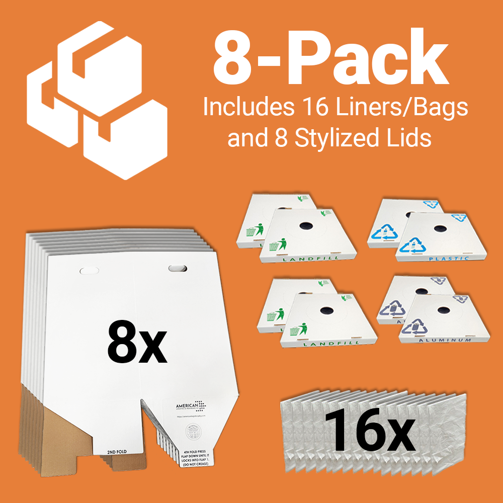 Event Bundle: 42-Gallon Corrugated Cardboard Waste and Recycling Boxes with Various Lids (8-Pack) - Image 3