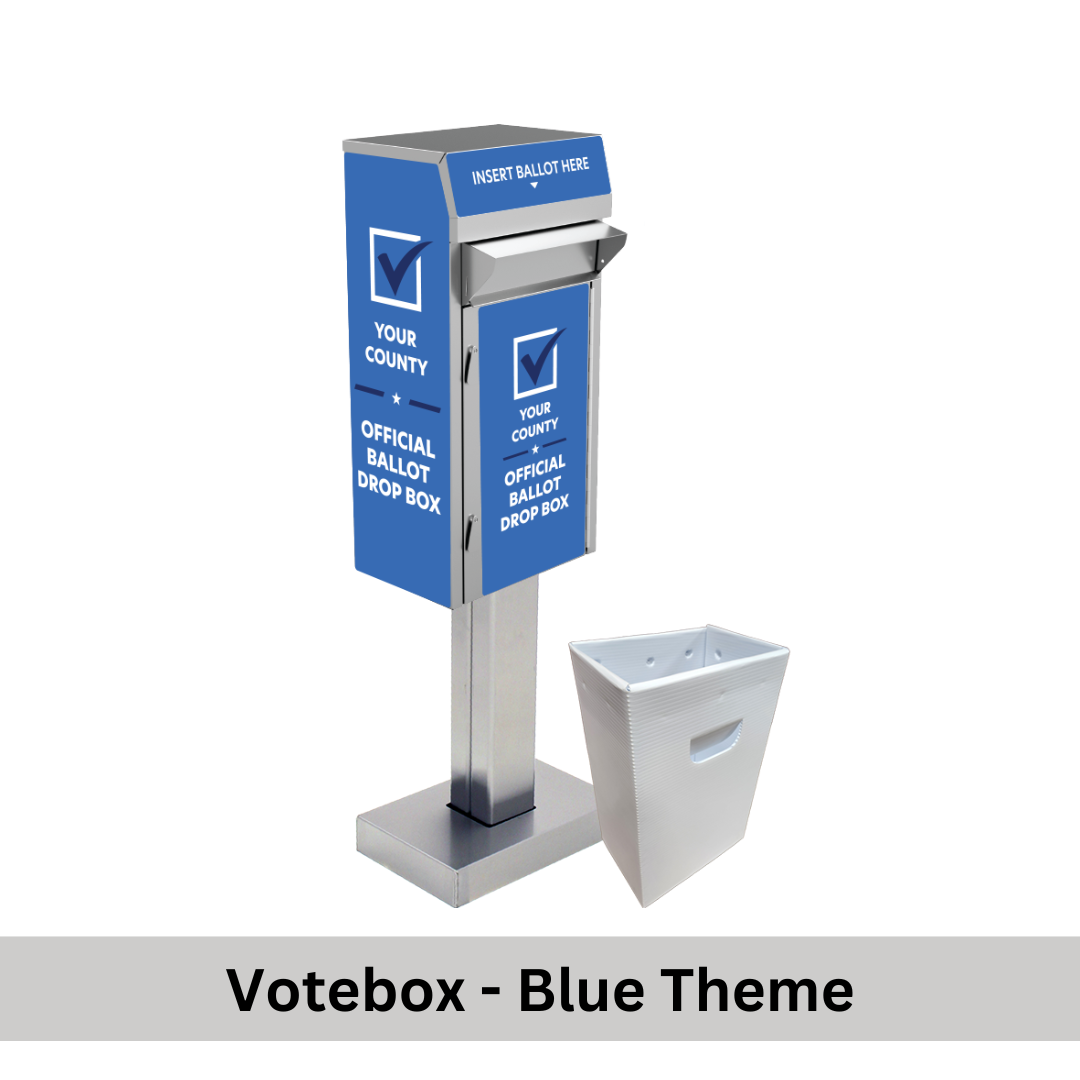 Small Ballot Drop Box (450) with Plastic Collection Tote, On Concrete - Image 6
