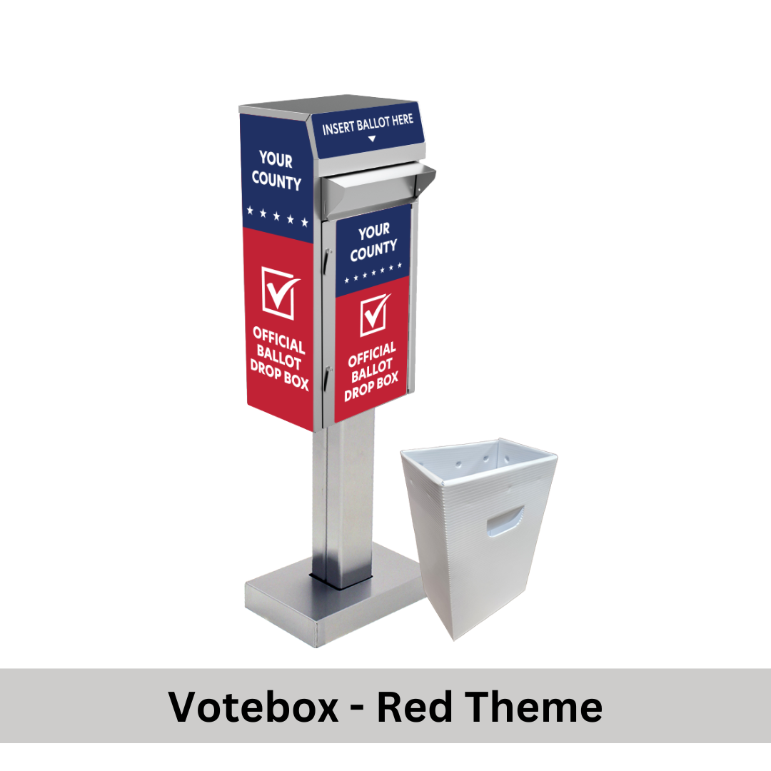 Small Ballot Drop Box (450) with Plastic Collection Tote, On Concrete - Image 5