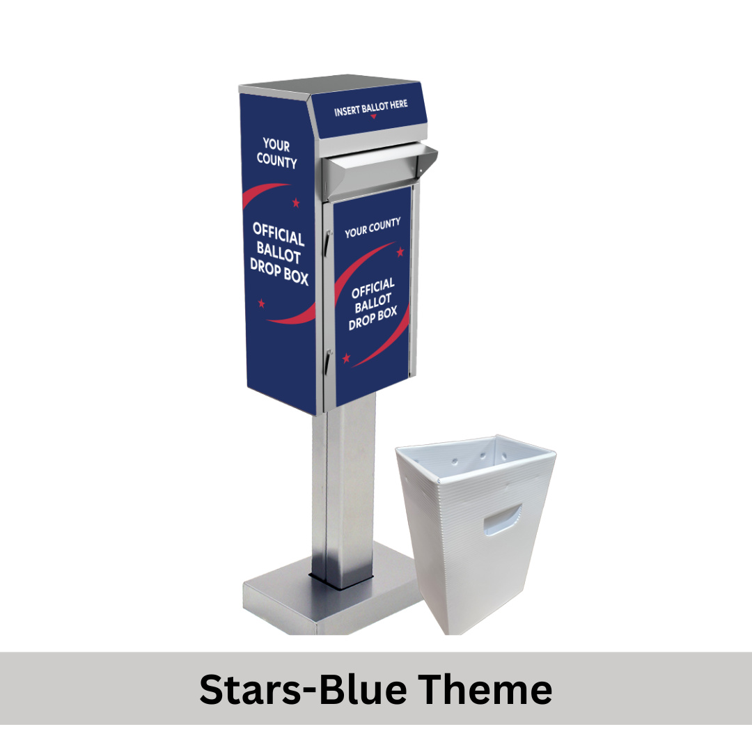 Small Ballot Drop Box (450) with Plastic Collection Tote, On Concrete - Image 3
