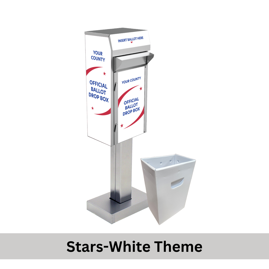 Small Ballot Drop Box (450) with Plastic Collection Tote, On Concrete - Image 4