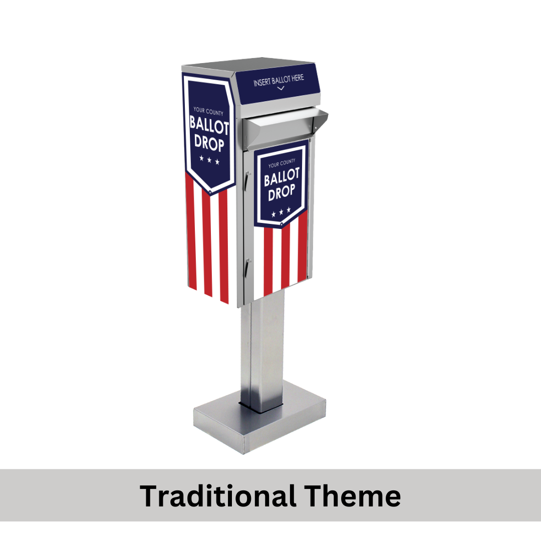 Small Ballot Drop Box (450) with Plastic Collection Tote, On Concrete - Image 2
