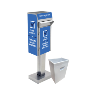 Small Ballot Drop Box (450) with Plastic Collection Tote, On Concrete