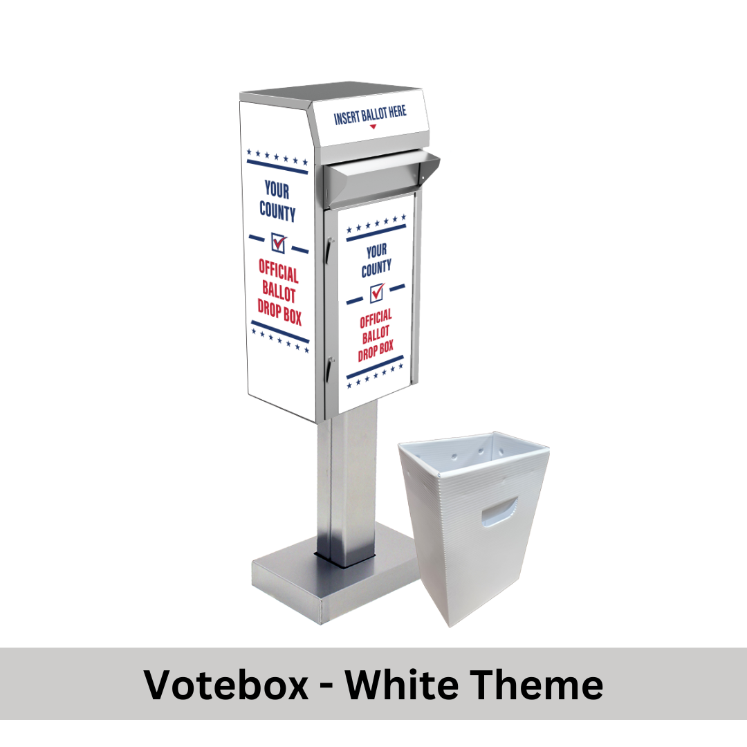 Small Ballot Drop Box (450) with Plastic Collection Tote, On Concrete - Image 7