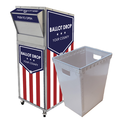 Large Ballot Drop Box (710) On Casters with Plastic Collection Tote