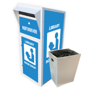 Large Library Book Return (710-ACM) Aluminum Composite Material with Plastic Collection Tote with Depressible Floor
