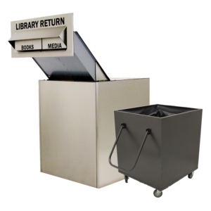 Extra Large Through-Wall Double Book and Media Library Return (910) with Powder Coated Book Truck