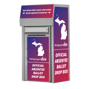 State of Michigan Extra Small Ballot Drop Box (400) with Plastic Collection Tote