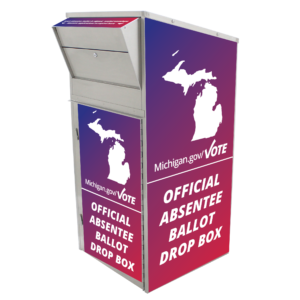 State of Michigan Large Ballot Drop Box (810) with Plastic Collection Tote