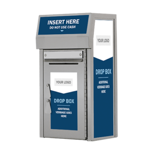 Extra-Small Payment Drop Box (400) with Plastic Collection Tote, On Wall