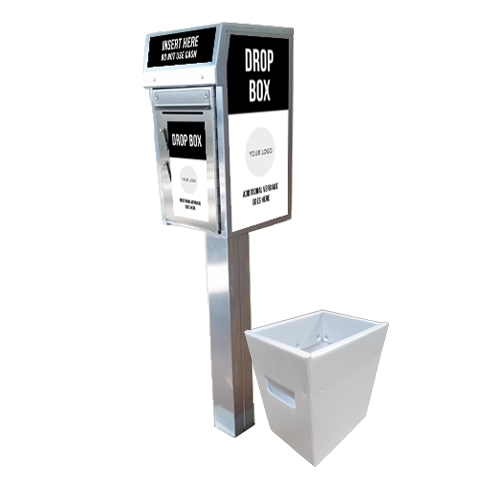 Small Payment Drop Box (500) with Plastic Collection Tote, Walk Up, In Ground