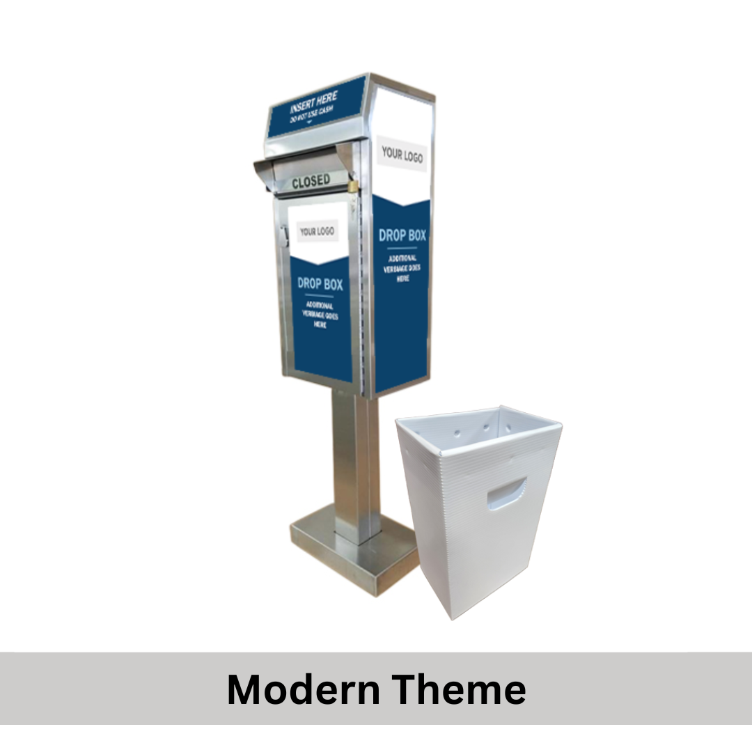 Small Document Drop Box (450) with Plastic Collection Tote, On Concrete - Image 3